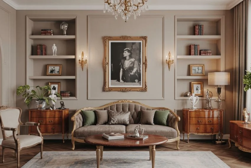 Refined living room with curated antique decor