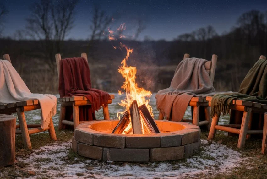 A Cozy Fire Pit Seating Area in outdoor 