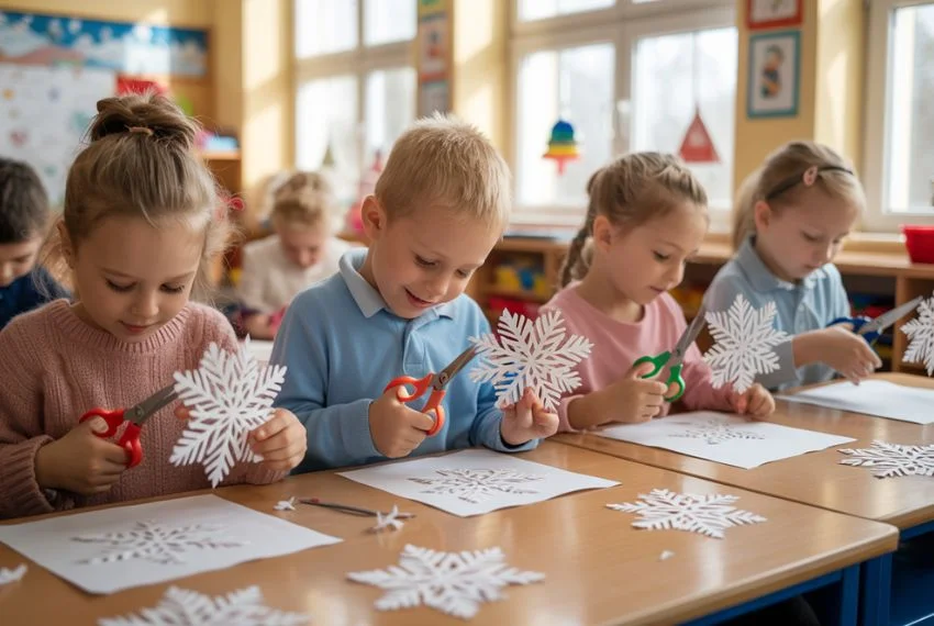 Snowflake Crafts Using Paper & Glue