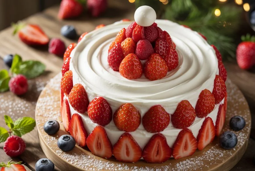 Strawberry Santa Hat Cake