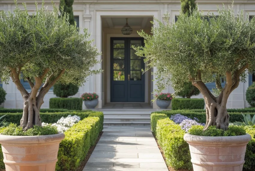 Symmetrical Twin Olive Trees
