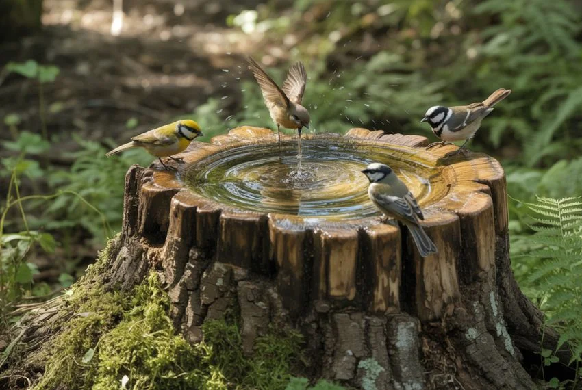 Tree Stump Bird Bath