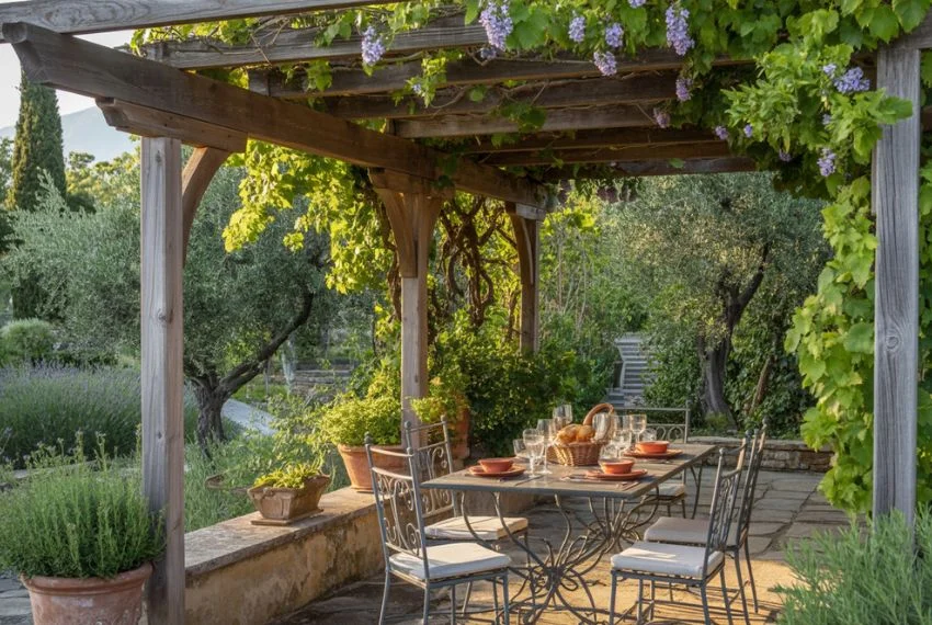 Tuscan Pergolas and Shaded Seating Areas