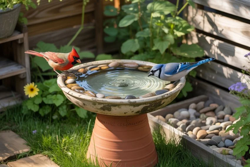 Upcycled Bowl Bird Bath