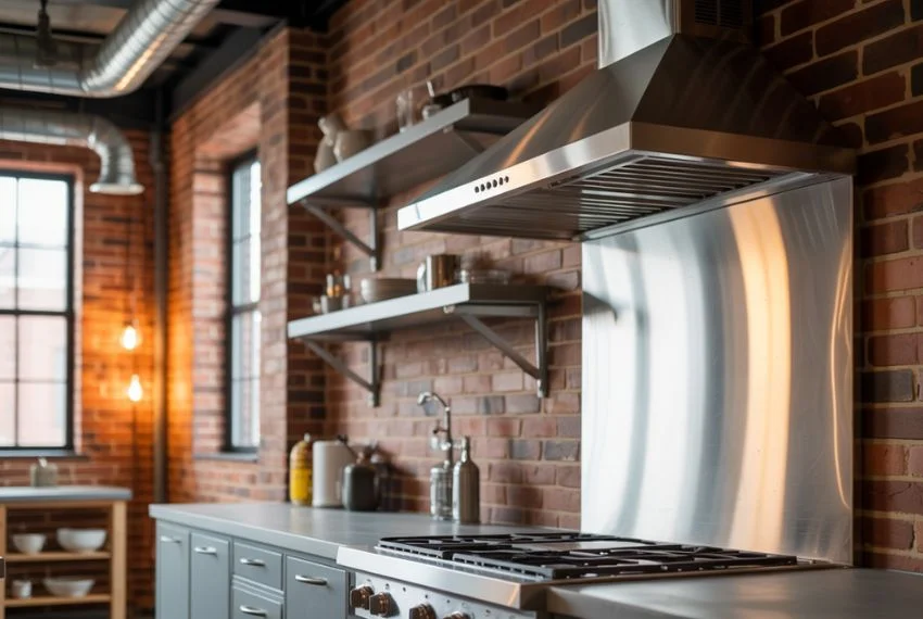 Urban industrial kitchen interior 