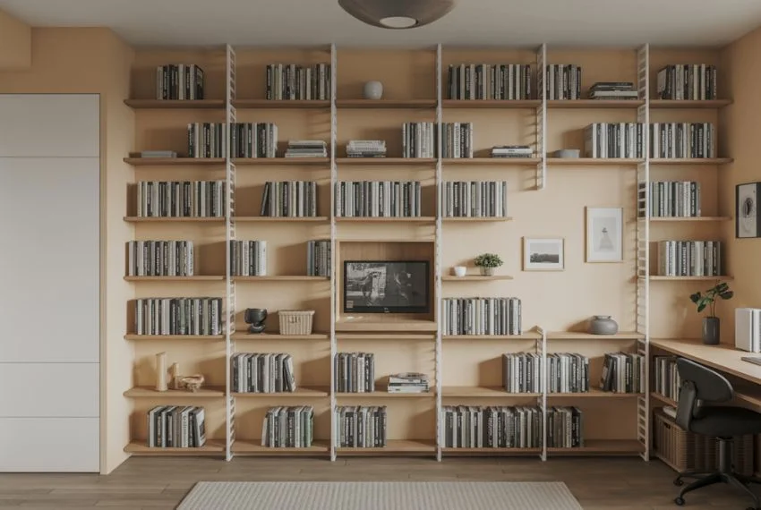 Wall-to-Wall Shelving That Uses Vertical Space