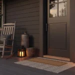 Wide dark rustic farmhouse front porch
