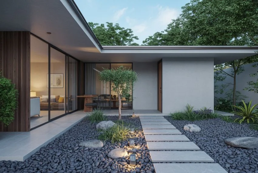 Zen-Inspired Yard Designs with Black River Rocks