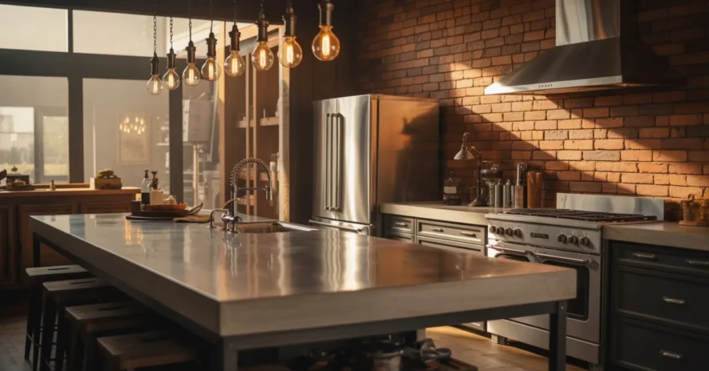 industrial style kitchen in a modern home