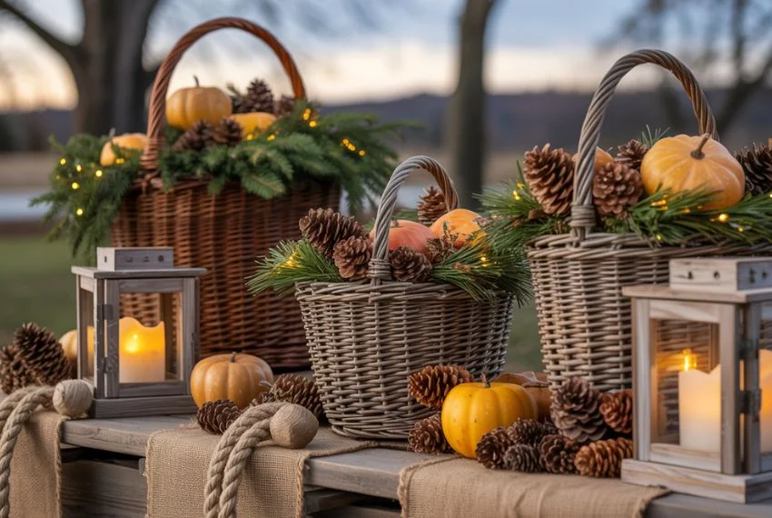 layers of fall and christmas elements