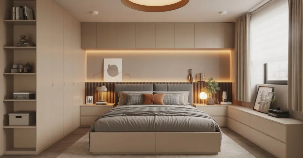 Basement Bedroom Ideas with Smart Storage and Lighting Solutions