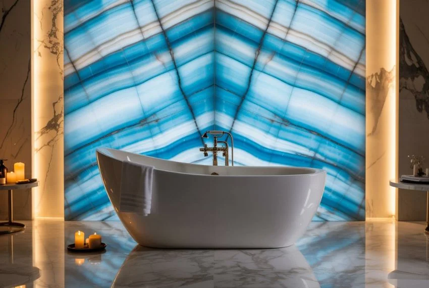 Bathtubs Surrounded by Blue Onyx