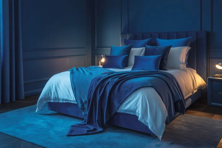 Bedding and Textiles That Complement Moody Blue