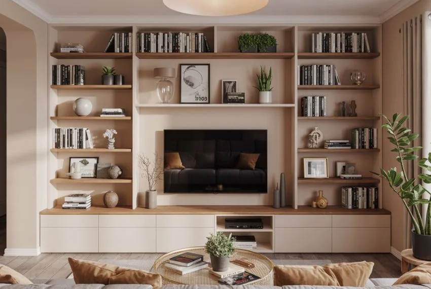 Blend Your TV With Built-In Shelving or Bookcases