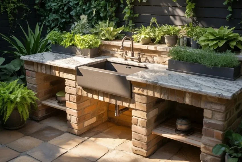 Brick or Stone Built-In Sink