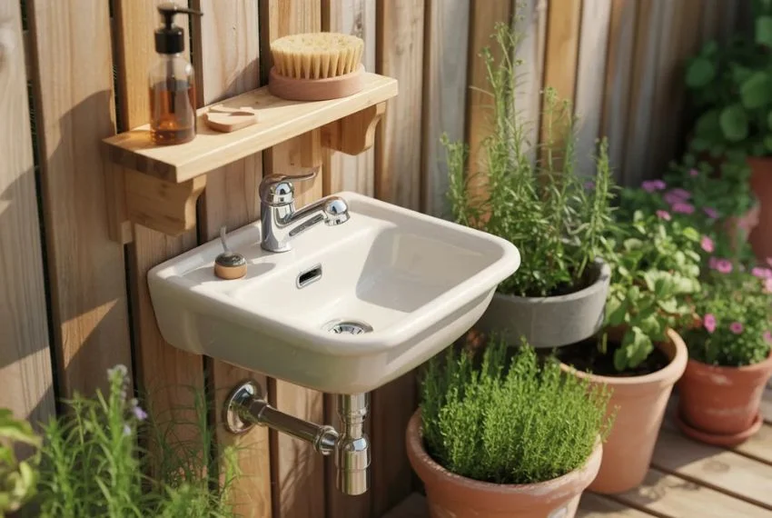 Compact Wall-Mounted Garden Sink