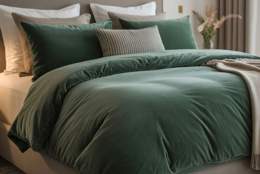 Emerald Green Bedding with Artistic Flair
