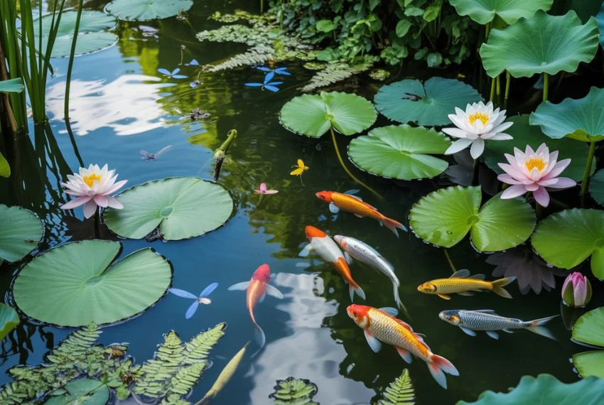 Fish Pond with Aquatic Plants