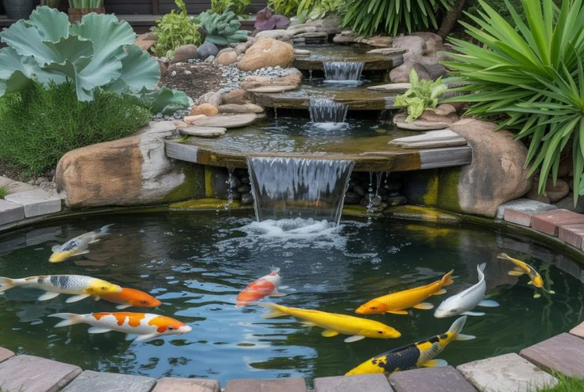 Fish Pond with Waterfalls