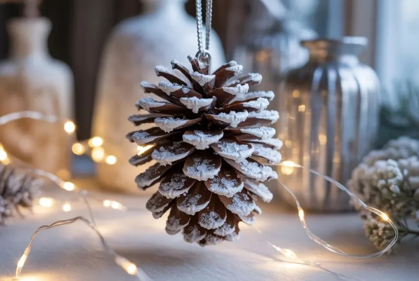 Frosted Pine Cone Ornament
