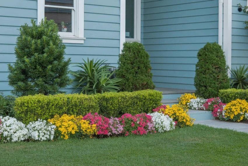 Landscaping Ideas That Elevate a Light Blue House Exterior