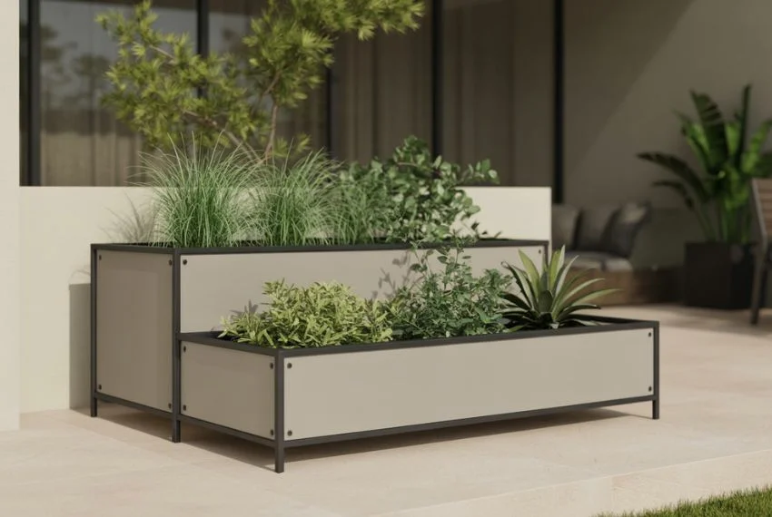 Metal Frame Tiered Planters