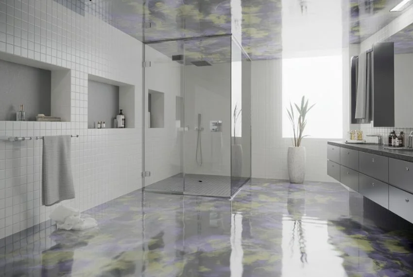 Metallic Epoxy Floors for Contemporary Bathrooms