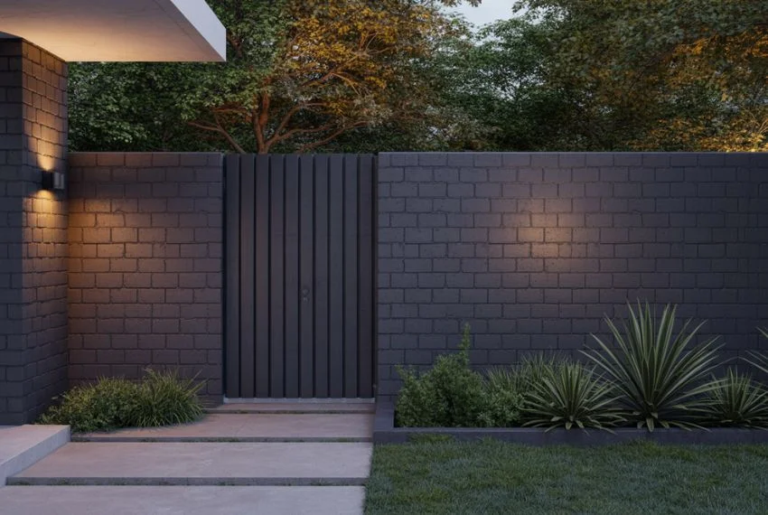 Painted Cinder Block Fence for a Modern Look