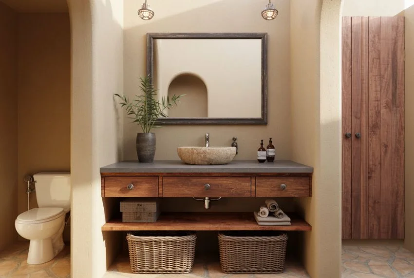 Rustic Wood Vanities and Natural Materials