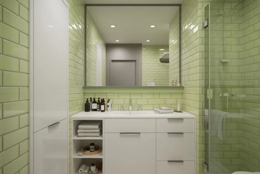 Small Bathroom Ideas Using Green and White