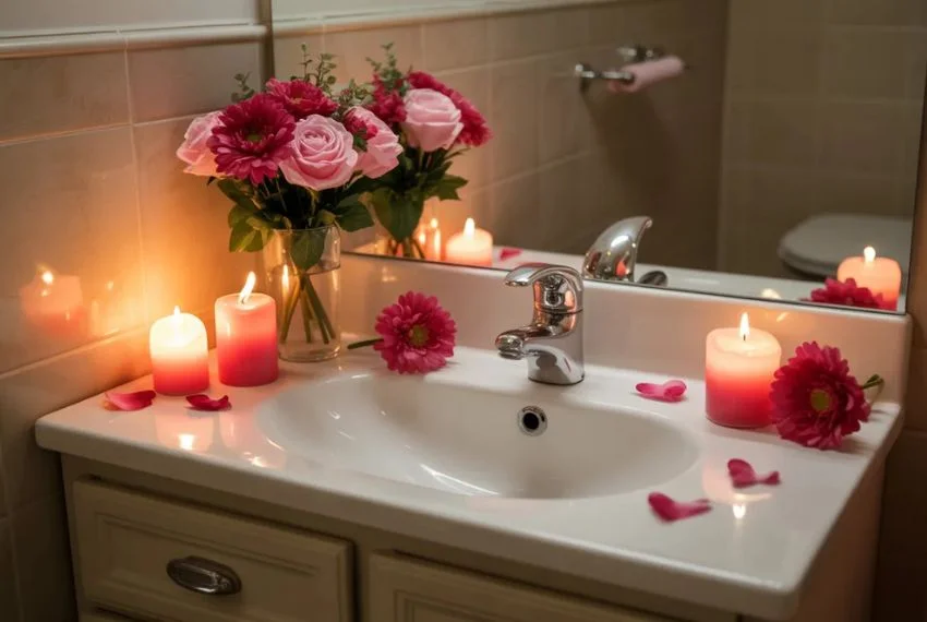 Small Romantic Bathroom Setup