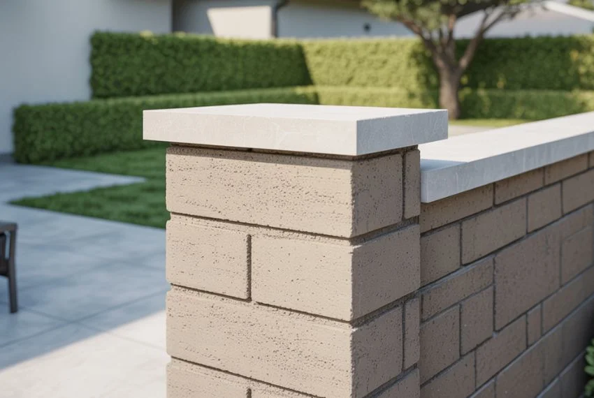 Smooth Finished Cinder Block Fence Design