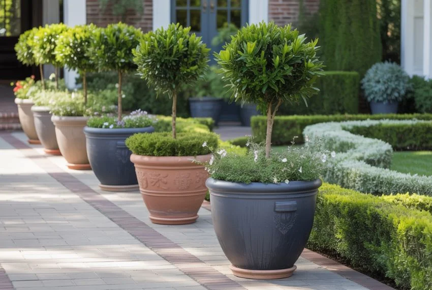 Using Potted Plants to Frame Walkways and Driveways