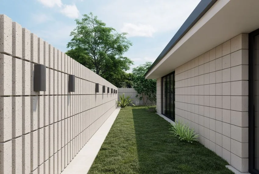 Vertical Cinder Block Fence Design