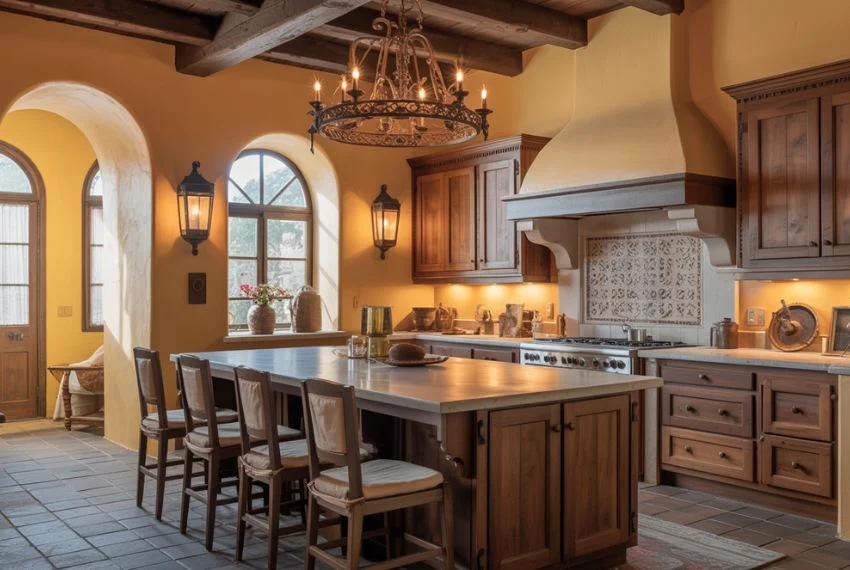 Wrought Iron Details and Vintage Lighting