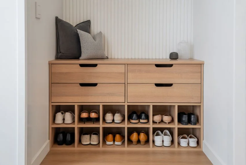 Bench With Drawers and Shoe Cubes