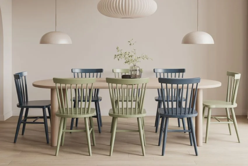 Bold Colour Spindle Back Chairs