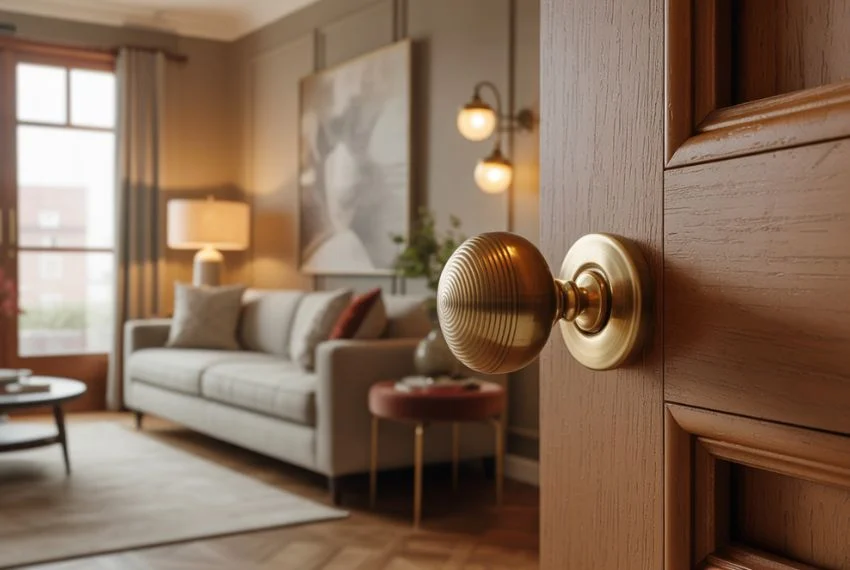 Brushed Brass Door Knobs for Warm Elegance