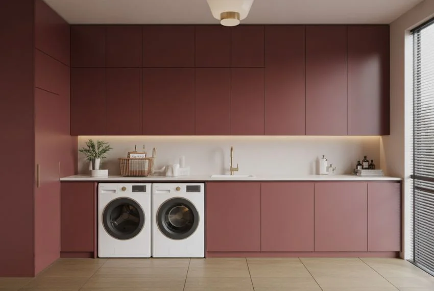 Burgundy Laundry Rooms in Modern Homes