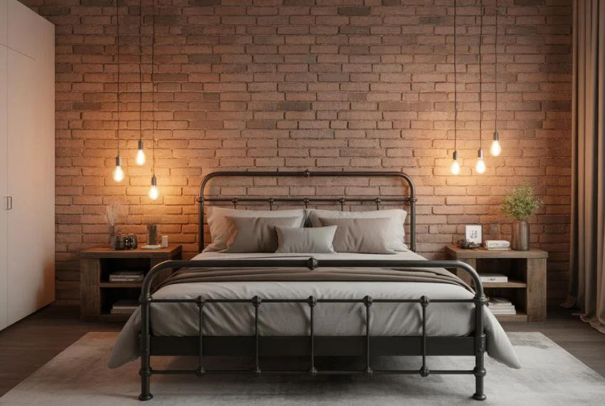Classic Exposed Red Brick Accent Wall