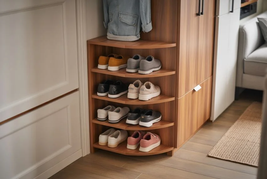 Corner Wooden Shoe Racks