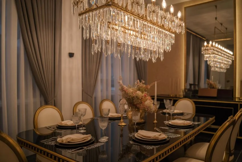 Crystal Chandeliers and Warm Glows