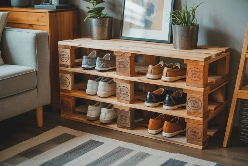 DIY Pallet Shoe Racks