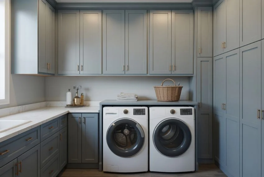 Dusty Blue Cabinets for a Clean and Polished Look