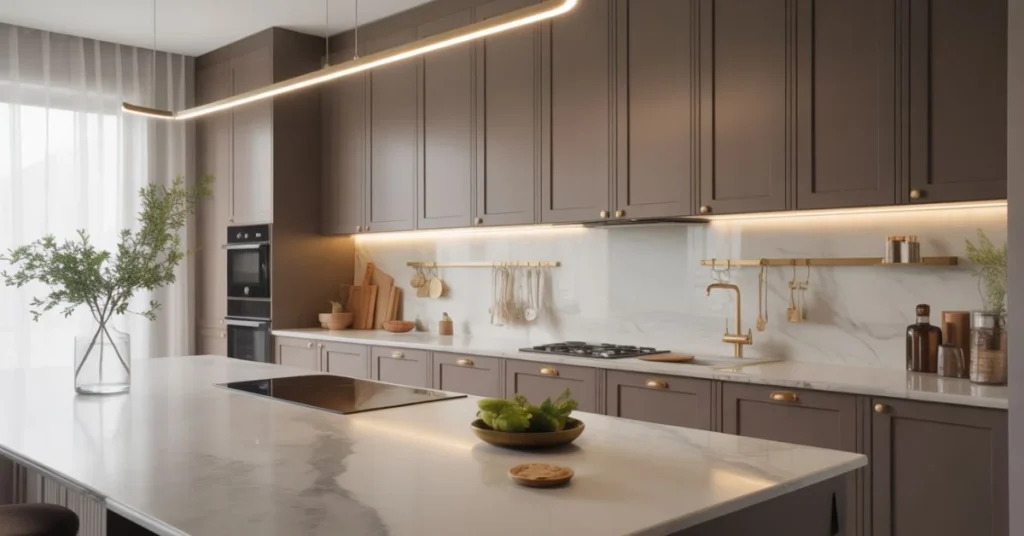 Elegant Dark Taupe Kitchen Cabinets