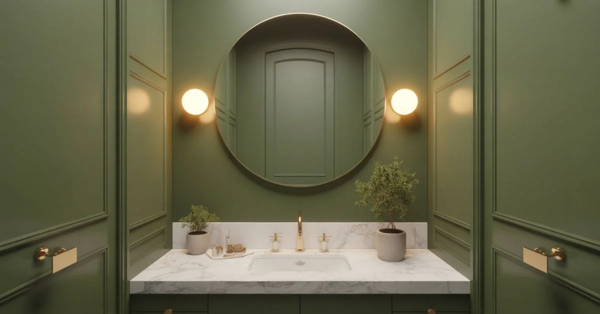 Fresh And Inviting Olive Green Powder Room Designs You’ll Love - The ...
