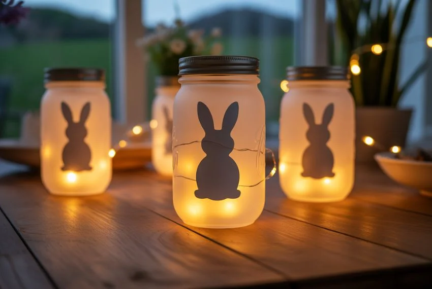 Mason Jar Bunny Lanterns