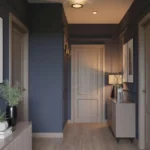 Modern Dark Blue Hallway Inspirations with Subtle Neutrals
