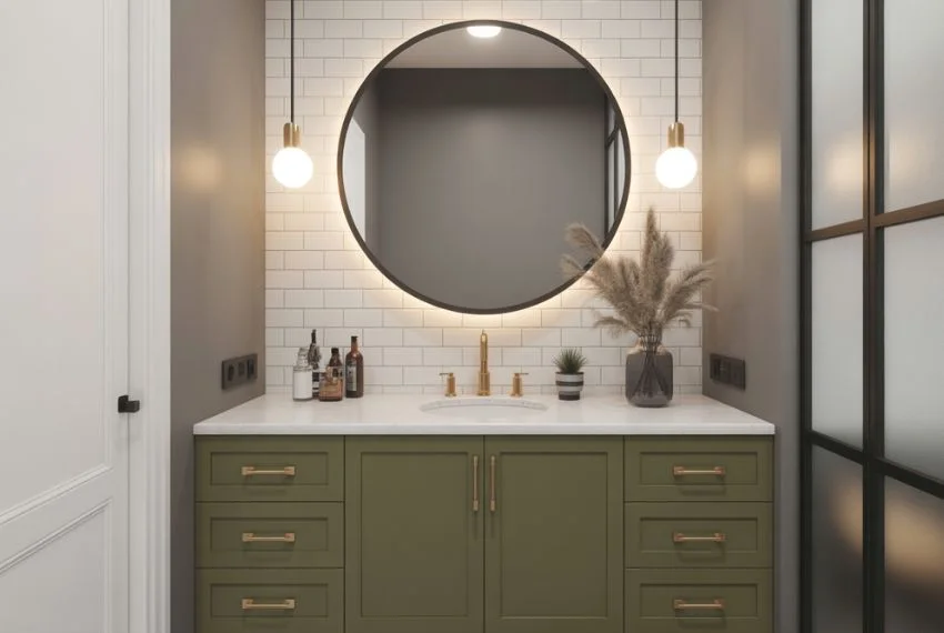Olive Green Cabinets and Vanities