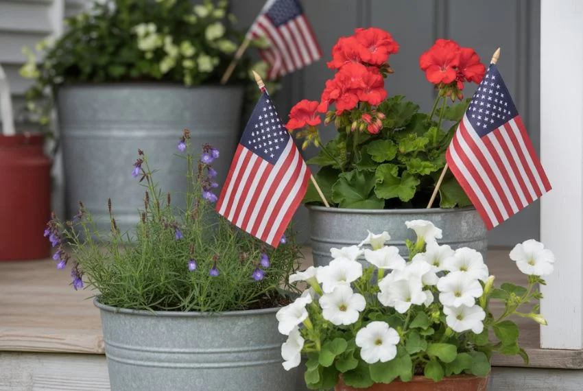 Patriotic Planters and Fresh Greenery